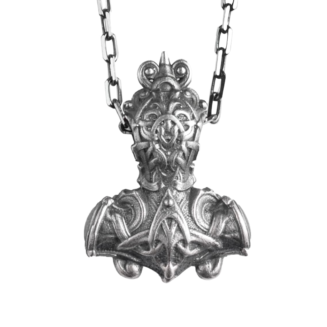 KAMBO Thor's Hammer Mjölnir Necklace for Men – 925 Sterling Silver Chain Viking Scandinavian Amulet – Handmade Scandinavian Mythology Jewelry