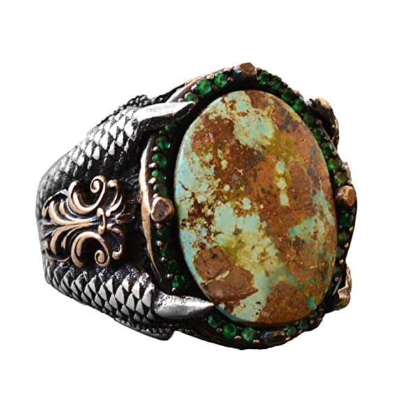 Silver Eagle Claw Turquoise Ring
