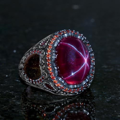 Natural Star Ruby Stone Ring, 925 Sterling Silver Ring, Handmade Ring — 5