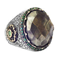 KAMBO Silver Men's Ring Handmade, Real Natural Stone Ring (Pyrite)