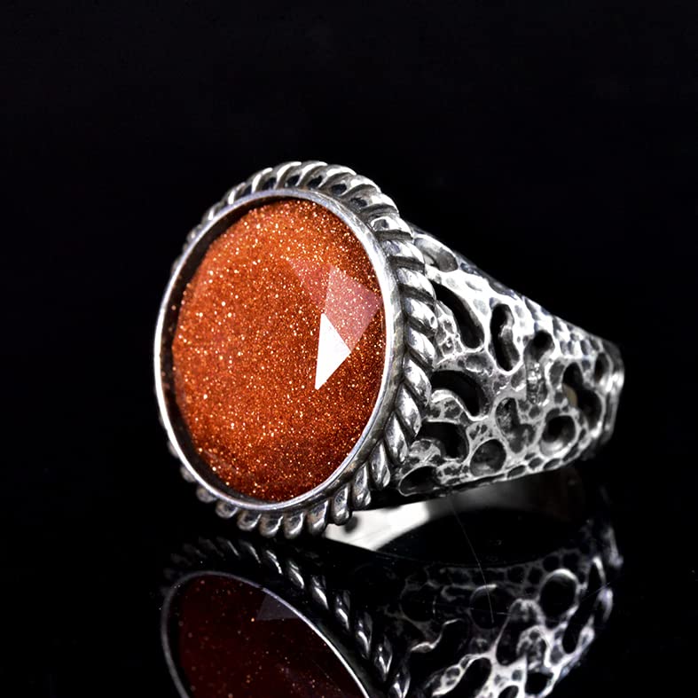 Handcrafted Vintage Ring, 925 Sterling Silver Men's Ring, Artificial Star Stone Men's Ring — 7