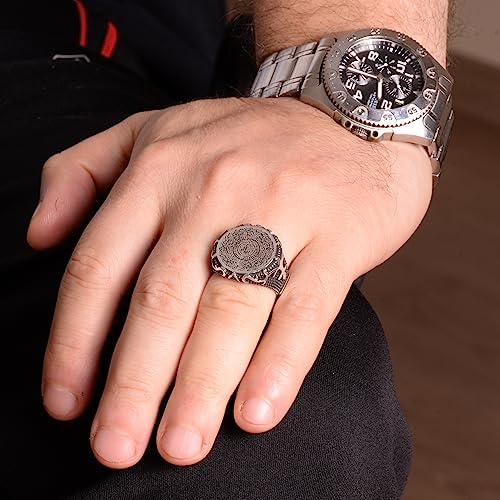 KAMBO Handmade 925 Sterling Silver Arabic Muslim Ring for Men, Minimalist Religious Design, Solid Sterling Silver Statem
