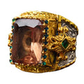 Handmade Sultanit Stone Gold Plated Silver Men's Ring - Symbol of Transformation and Mystery