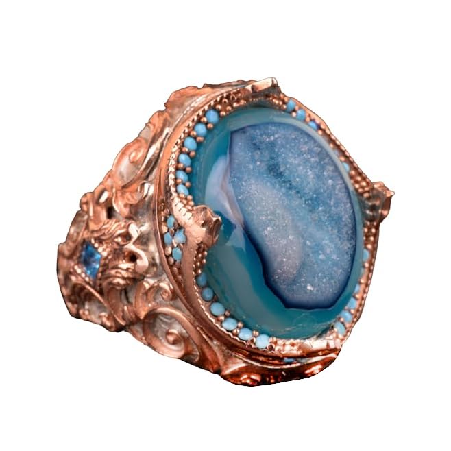 Natural Drusy Quartz Gemstone Ring - 925 Sterling Silver