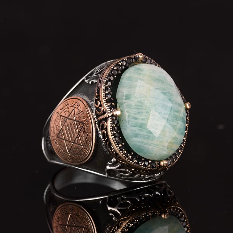 Natural Amazonite Stone Ring - 925 Sterling Silver Ring — 4