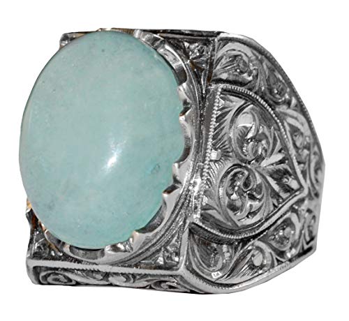 KAMBO Natural Pearl Gemstone 925 Sterling Silver Men's Ring Handmade Byzantium Vintage Statement Jewelry Gift for Him Ch