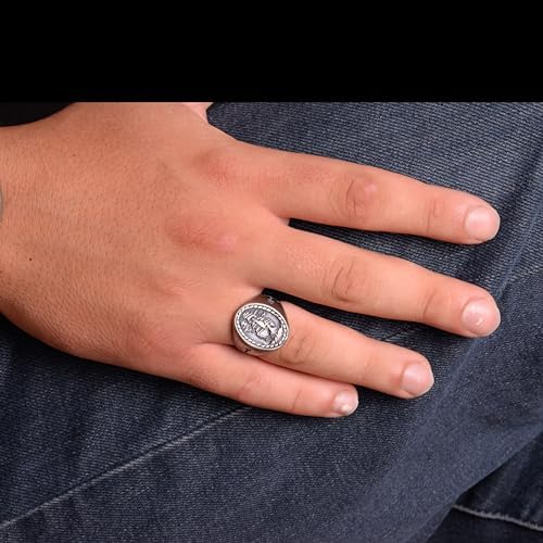 KAMBO Handmade Viking Pirate Sailing Ship Signet Ring for Men, 925 Sterling Silver Adjustable Anchor Design, Minimalist 