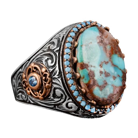 Handmade Natural Arizona Turquoise Stone Ring, 925 Sterling Silver Ring