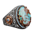 Handmade Natural Arizona Turquoise Stone Ring, 925 Sterling Silver Ring