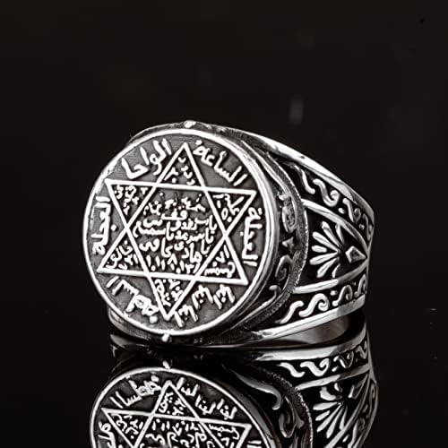 KAMBO Handmade Men's Vintage Star of David Ring in 925 Sterling Silver - Timeless Jewish Symbol Statement Jewelry, Size 