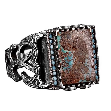 Rectangular Silver Ring, 925 Sterling Natural Arizona Turquoise Stone Ring (Model-3) — 4
