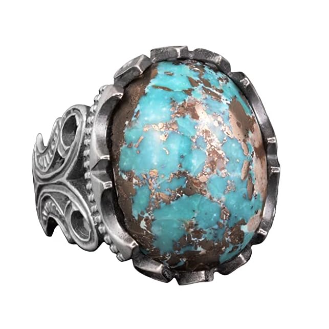 Natural Arizona Turquoise Stone Ring, Handcrafted Jewelry, 925 Sterling Silver (Model-2)