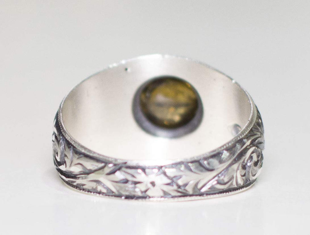 KAMBO Handmade 925 Sterling Silver Men's Ring with Natural Smoky Quartz Gemstone, Vintage Statement Jewelry, Elegant Ste