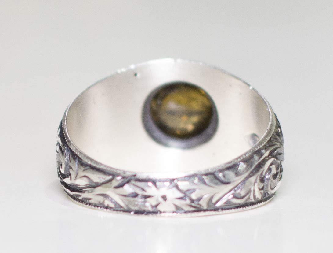 KAMBO Handmade 925 Sterling Silver Men's Ring with Natural Smoky Quartz Gemstone, Vintage Statement Jewelry, Elegant Ste