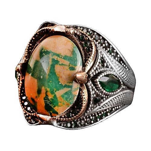 Natural Arizona Turquoise Stone Ring, 925 Sterling Silver, Handmade Sultan Ring