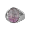 KAMBO Natural Men's Ring – 925 Sterling Silver Minimalist Oval Stone Ring – Handmade Classic Statement Jewelry (Fluorite)