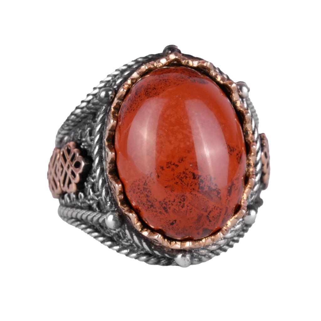925 Sterling Silver Ring, Handmade Natural Red Bloodstone Ring