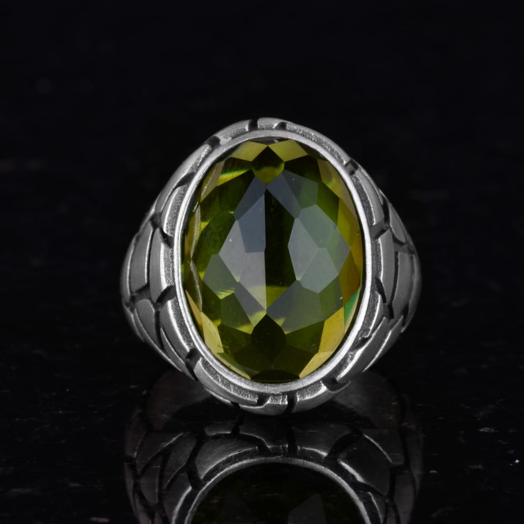 Luxury 925 Sterling Silver Synthetic Stone Ring - Various Collection (Peridot Synthetic Stone) — 6