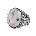 KAMBO Natural Yemen Agate Stone Ring – 925 Sterling Silver Decorative Men's Ring – Handmade Vintage Statement Ring (Yemen Agate-8)