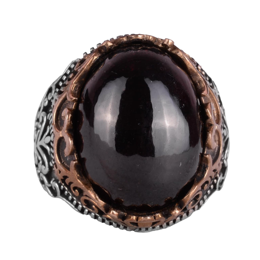 Natural Garnet Stone Handmade Ring - 925 Sterling Silver