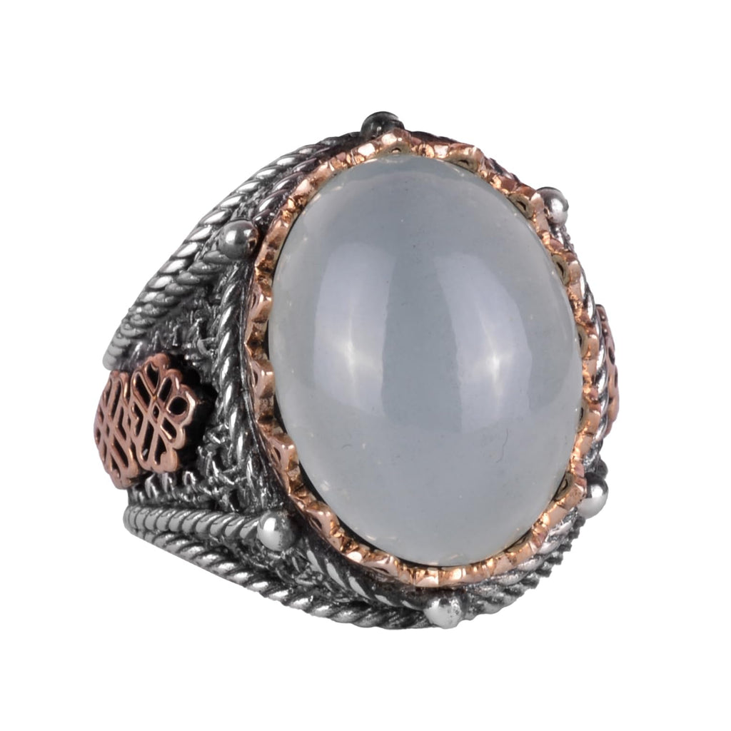 Natural Cabochon Aquamarine Stone Ring, 925 Sterling Silver Men's Ring
