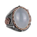 Natural Cabochon Aquamarine Stone Ring, 925 Sterling Silver Men's Ring