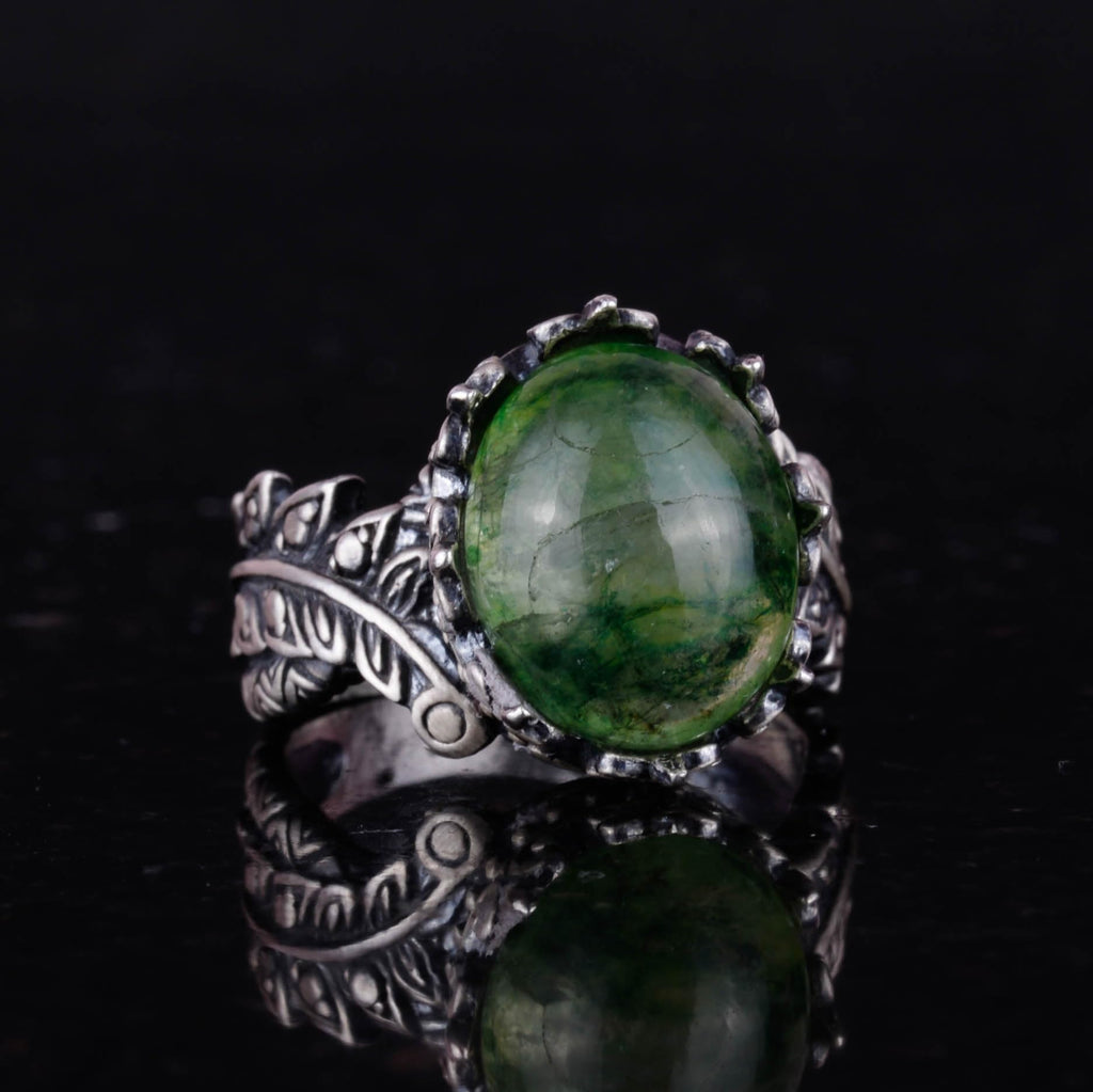 Natural Emerald Stone Ring - Handmade 925 Sterling Silver Jewelry — 5