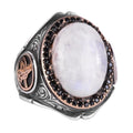 925 Sterling Silver Men's Ring - Handcrafted Elegance with Natural Stone (Aquamarine)