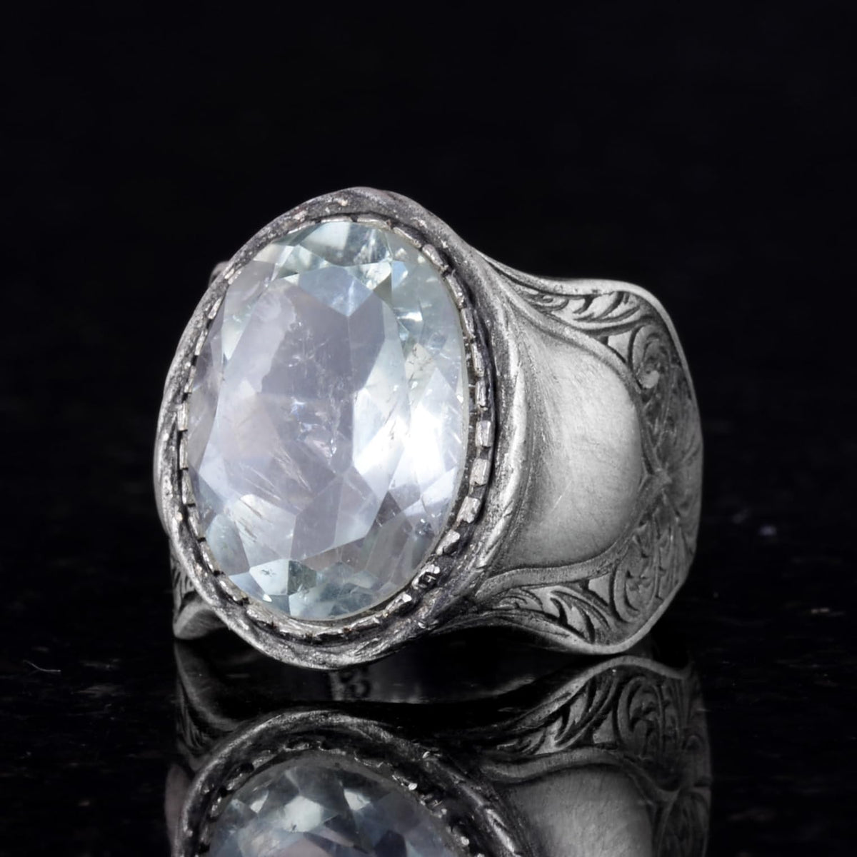 Natural Stone Ring, 925 Sterling Silver Ring, (Green Amethyst) — 4