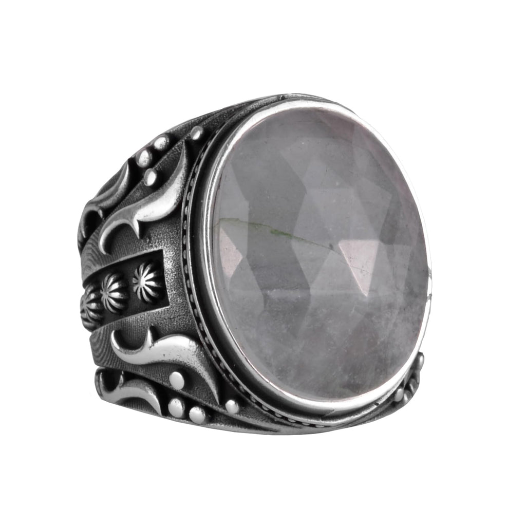 Natural Aquamarine Stone Ring, Peaceful 925 Sterling Silver Men's Ring, Designer Silver Men's Ring