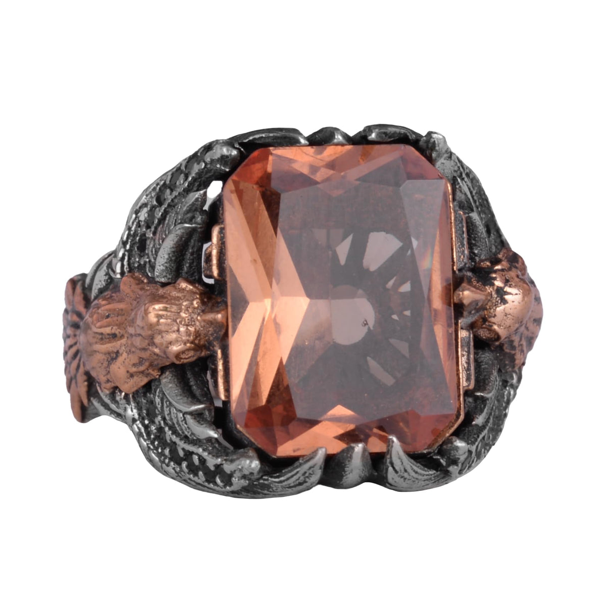 Synthetic Stone Eagle Symbol Men's Ring, Handmade 925 Sterling Silver - Protection Symbol (Sultanit)