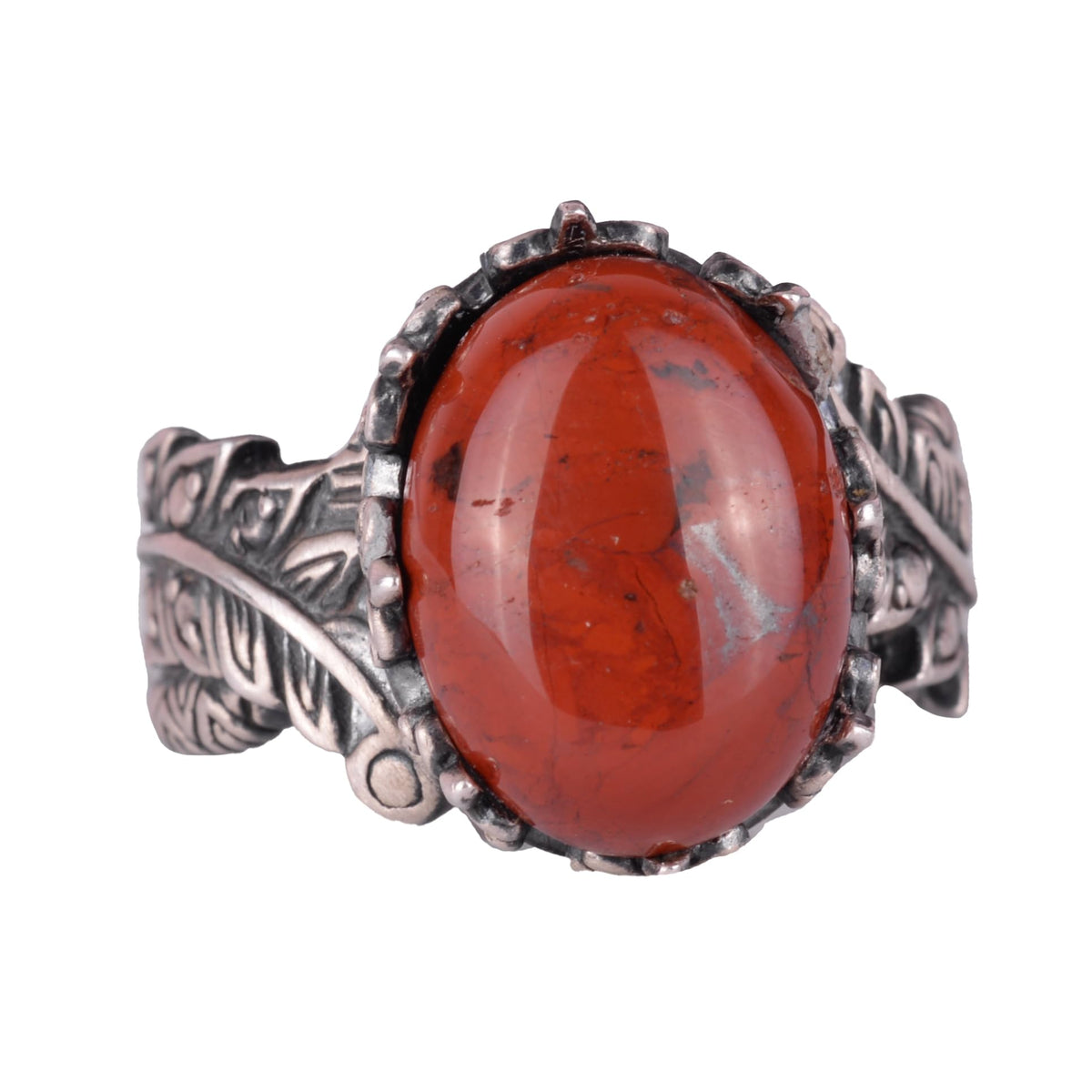Silver Women's Ring with Natural Red Bloodstone