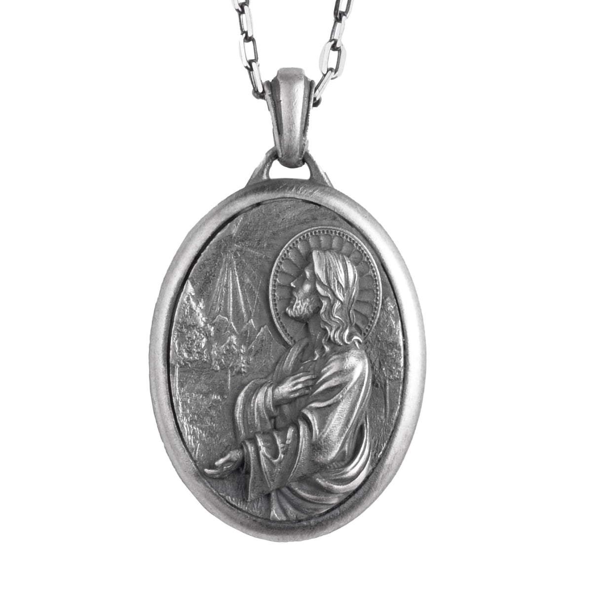 KAMBO 925 Sterling Silver Christ Devotion Necklace – Praying Jesus Religious Necklace – Handmade Symbol of Faith, Hope, and Protection (Silver)