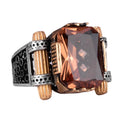 Kambo Synthetic Sultanit Stone Ring - 925 Sterling Silver Handmade Men's Jewelry