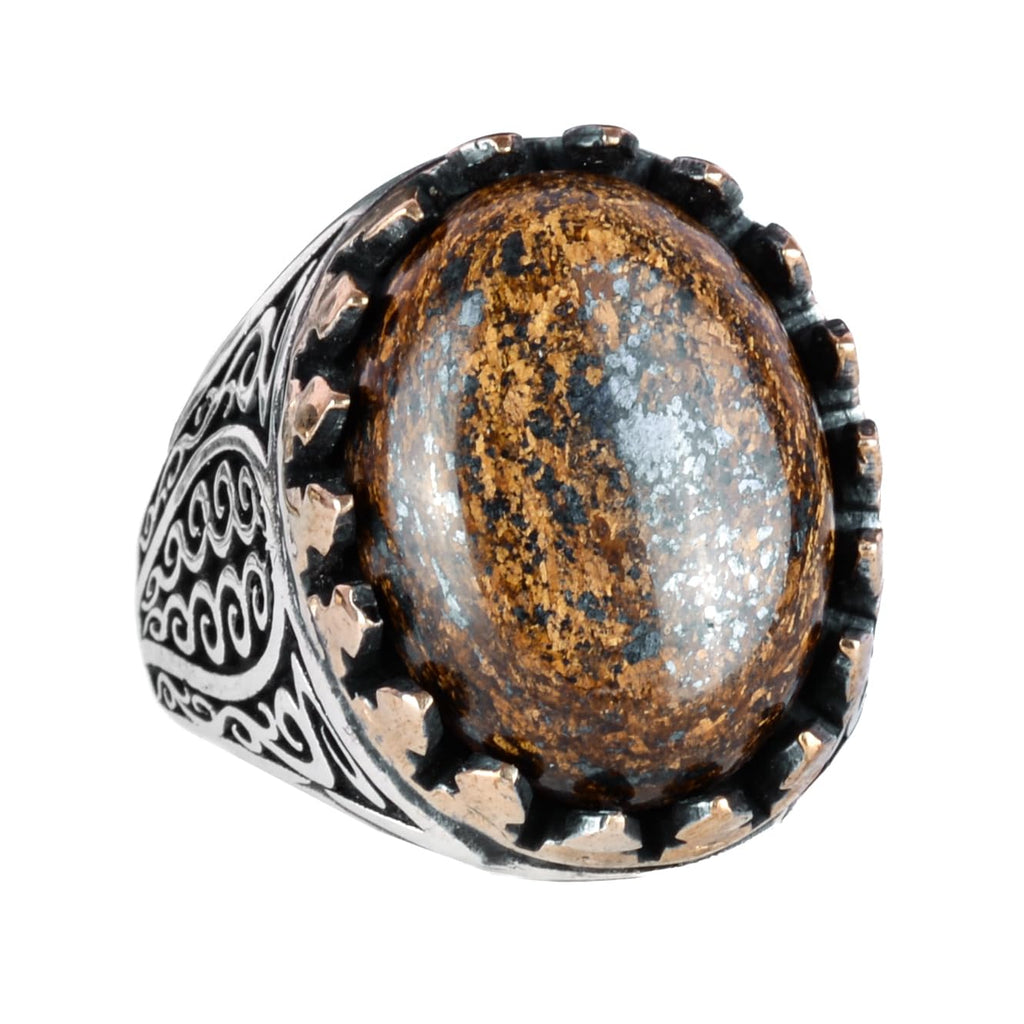 925 Sterling Silver Men's Ring - Handmade Elegance with Bronzite Stone