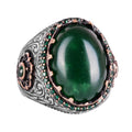 Natural Jade Stone Ring - 925 Sterling Silver Handmade Ring