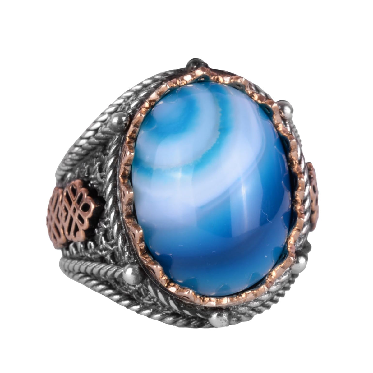 Natural Blue Agate Stone Ring