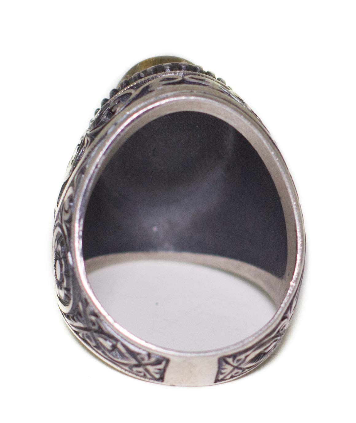 KAMBO Handmade 925 Sterling Silver Men's Ring with Natural Rutilated Quartz Gemstone - Unique Vintage Statement Jewelry 