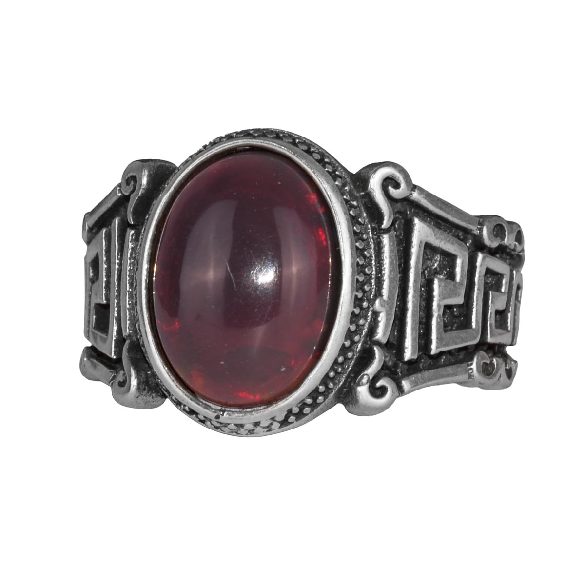 Handmade 925 Sterling Silver Men's Ring with Natural Ethiopian Opal Stone - Labyrinth Design