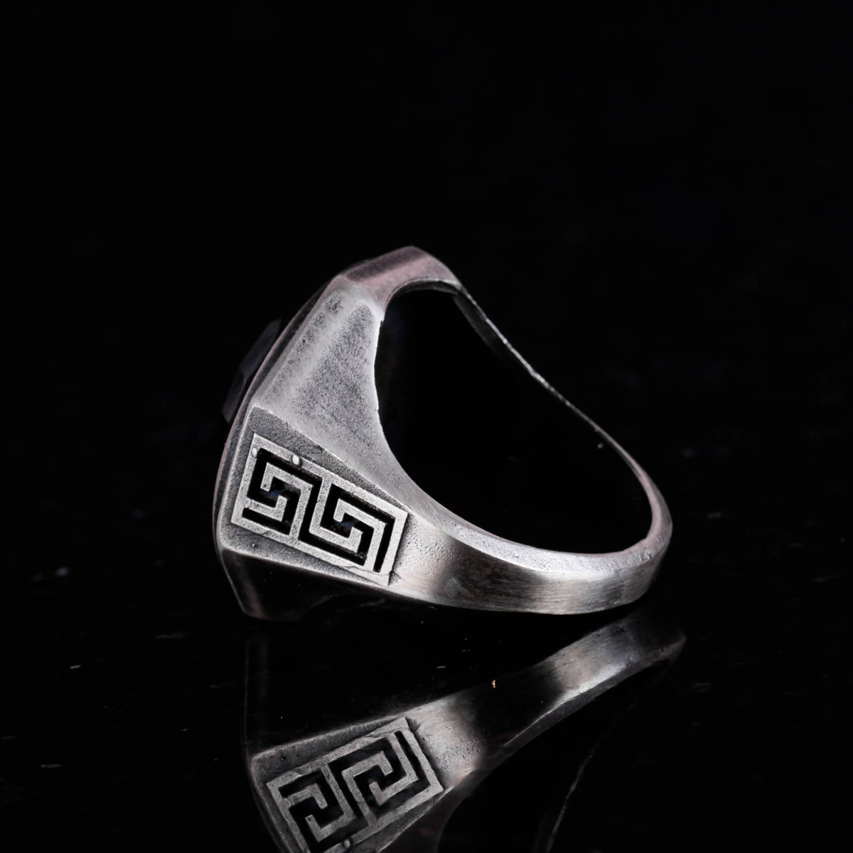 Natural Stone Ring - 925 Sterling Silver Handmade Men's Ring (Smoky Quartz) — 7