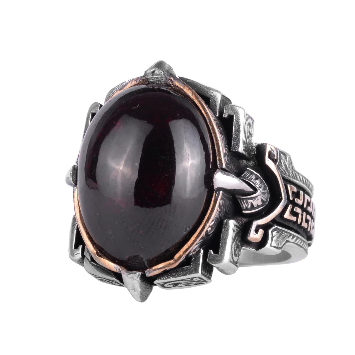 Natural Stone Ring 925 Sterling Silver – Handmade Men's Statement Ring Healing Jewelry (Black Onyx)