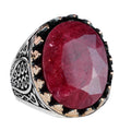 925 Sterling Silver Men's Ring - Natural Ruby Stone (Model-2)