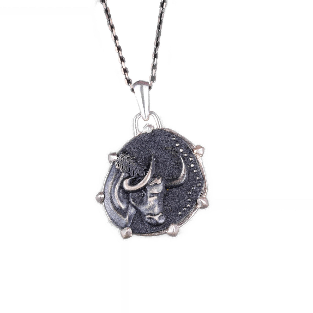 925 Sterling Silver Design Pendant - Zodiac Sign Necklace - Handmade Necklace (Taurus)