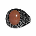 KAMBO Natural Opal 925 Sterling Silver Men's Ring – Fire-Inspired Side Design Handmade Statement Ring (Style-8)
