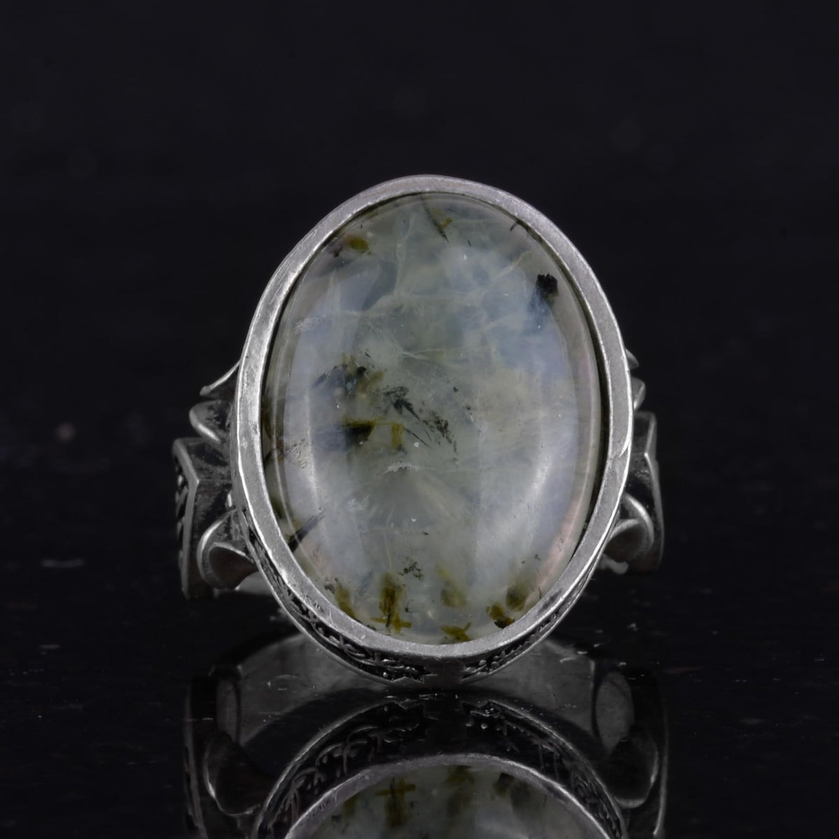 Real Natural Prehnite Stone Ring - Handmade 925 Sterling Silver - Symbol of Wisdom, Protection, and Spirituality — 4