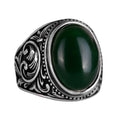 Handmade Natural Jade Stone Ring - 925 Sterling Silver Men's Ring - Harmony and Abundance Design