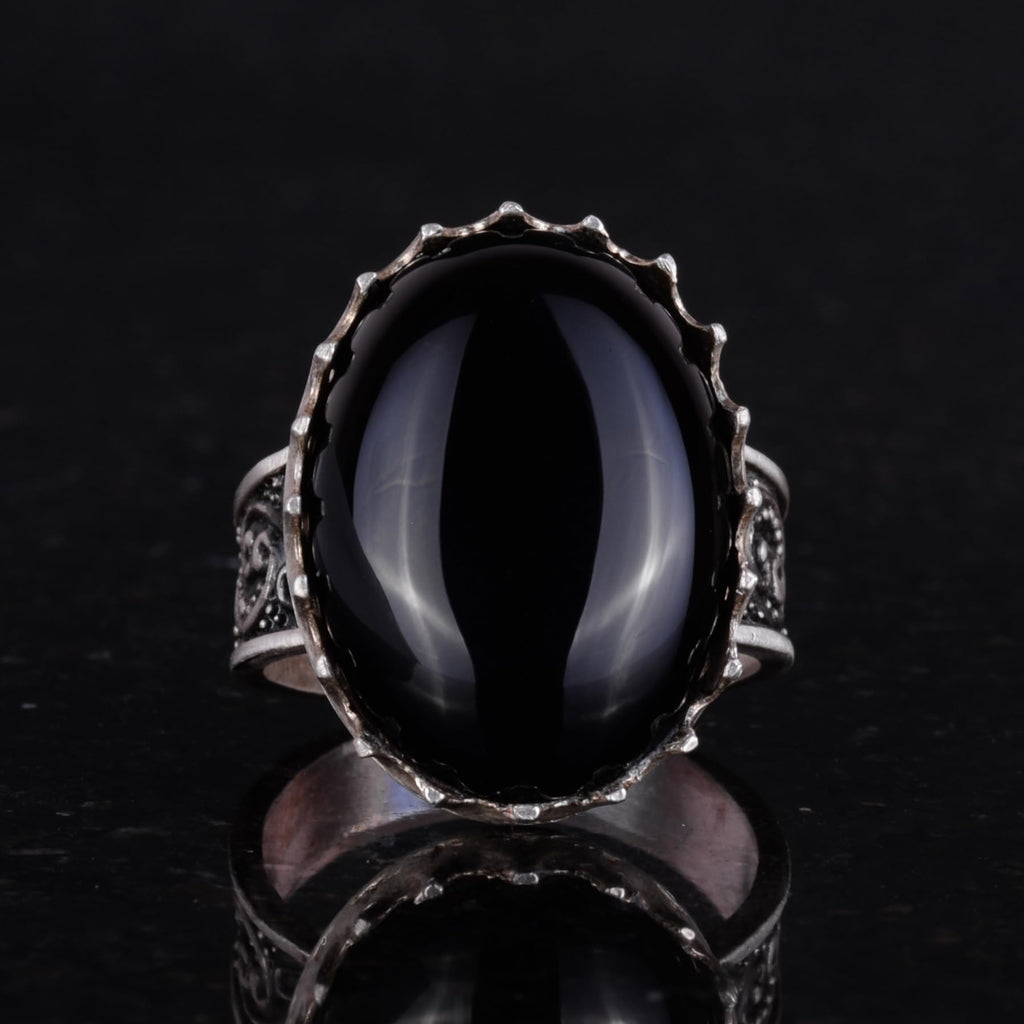 Natural Onyx Stone Ring - 925 Sterling Silver Handmade Ring — 4