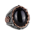 Natural Onyx Stone Ring - 925 Sterling Silver Men's Ring (Model-2)