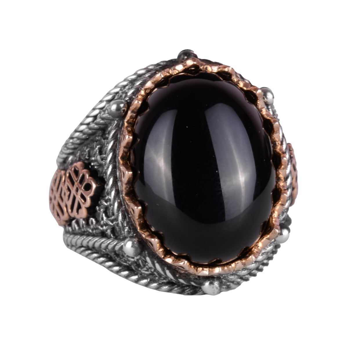 Natural Onyx Stone Ring - 925 Sterling Silver Men's Ring (Model-2)