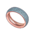 KAMBO 925 Sterling Silver Women's Thin Infinity Band – Rose Gold Plated Thin Ring – Blue Zircon Full Stone Elegant Jewelry